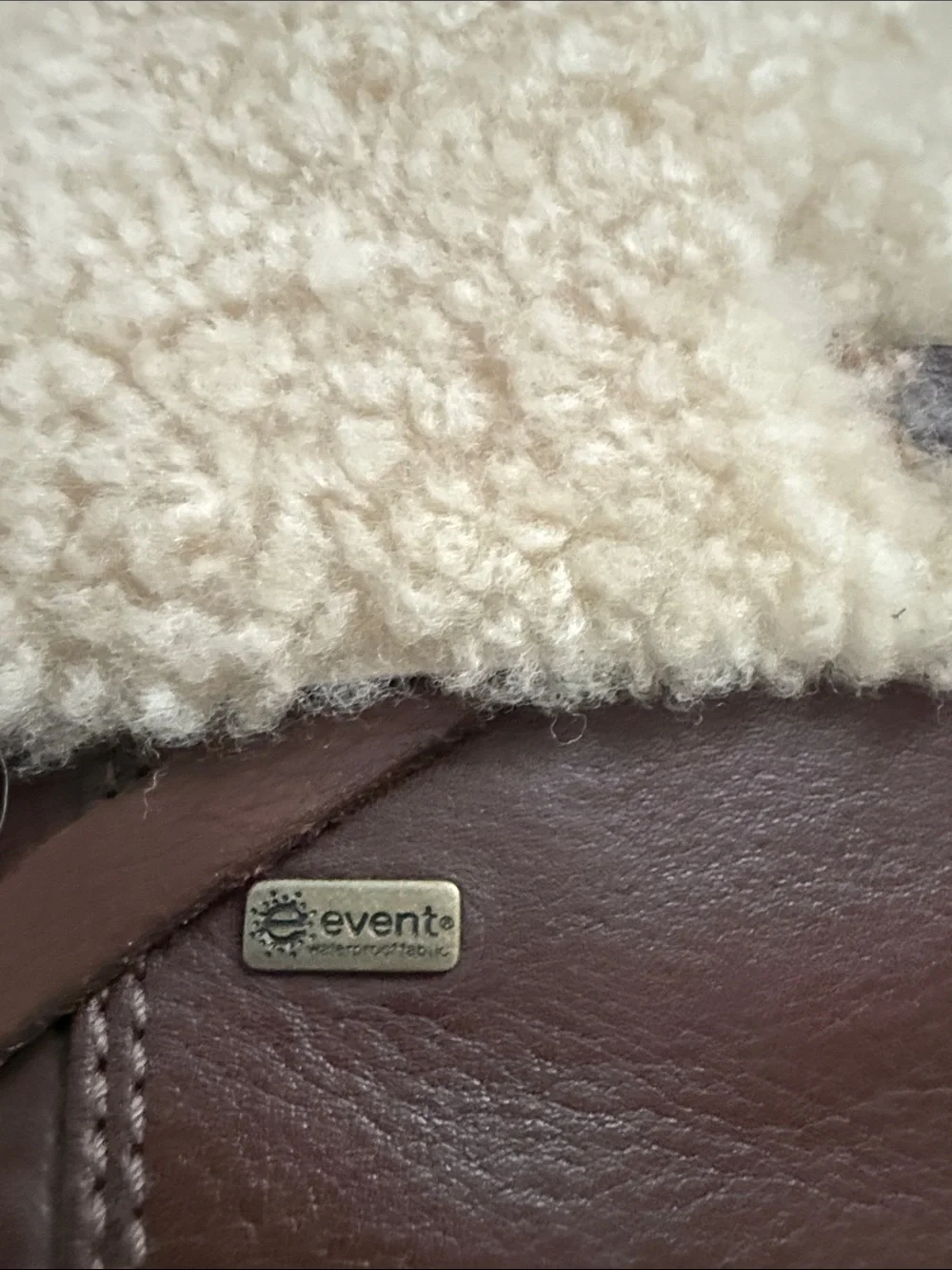 UGG Brown Leather Shearling Cuff Mid-Calf Boots with Rubber Soles